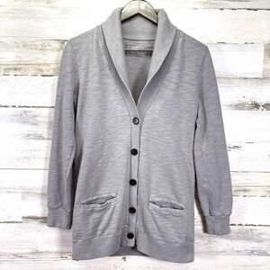 J Crew Gray Heathered Rumpled French Terry Shawl Collar Cardigan Sweater Size S